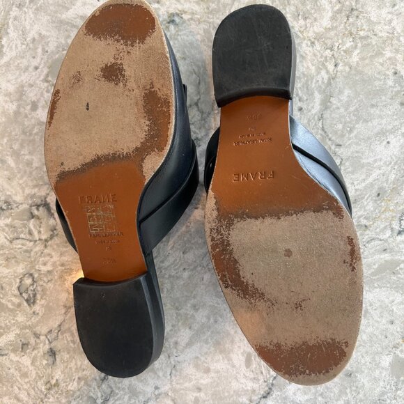 FRAME Leather Mules / Loafers - Size 36.5 - Black w Gold Hardware (OBO) - Picture 5 of 5